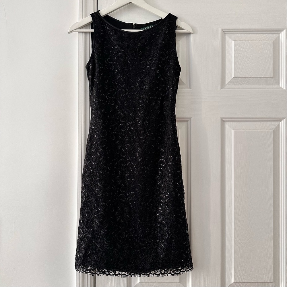 Lauren Ralph Lauren Kids Gorgeous Formal Dress Size 6P, Shimmery Black Lace, EUC